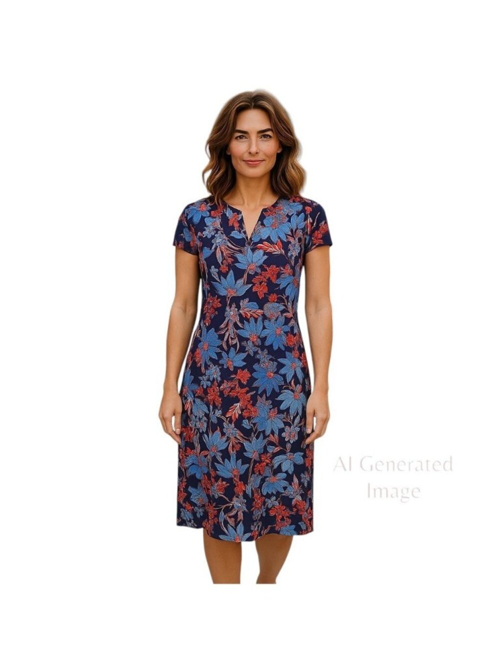 J Jill Floral Print Soft Knit Cottagecore Fall Short Sleeves Pockets Dress Sz M